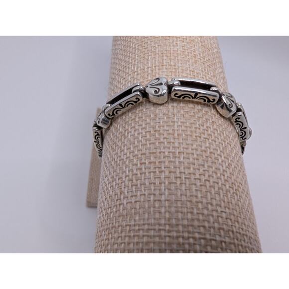 Brighton Silver Tone Heart Link Bracelet 7.5 Inch Adjustable Chain - Picture 5 of 8